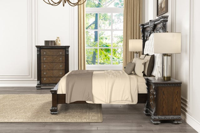 Promenade E.King & Queen Bed Brown & White - LATIN HOME FURNITURE - (POMONA,CA)