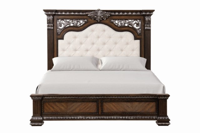 Promenade E.King & Queen Bed Brown & White - LATIN HOME FURNITURE - (POMONA,CA)