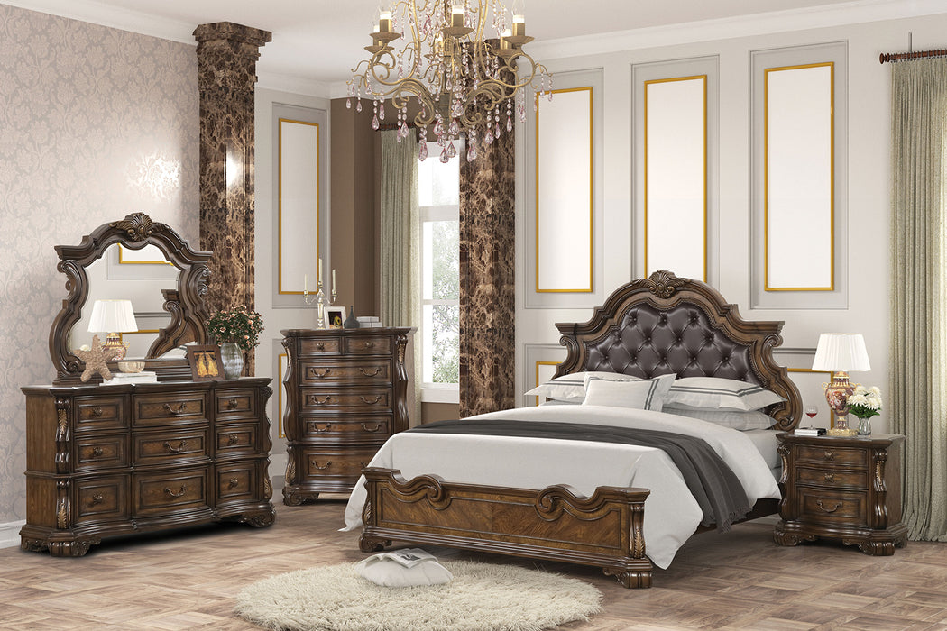 Leovanni 4 Pc Queen Bedroom Set Brown - LATIN HOME FURNITURE - (POMONA,CA)
