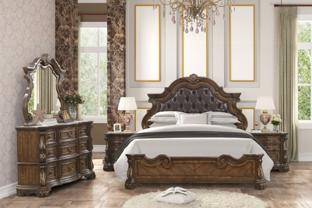 Leovanni 4 Pc Queen Bedroom Set Brown - LATIN HOME FURNITURE - (POMONA,CA)