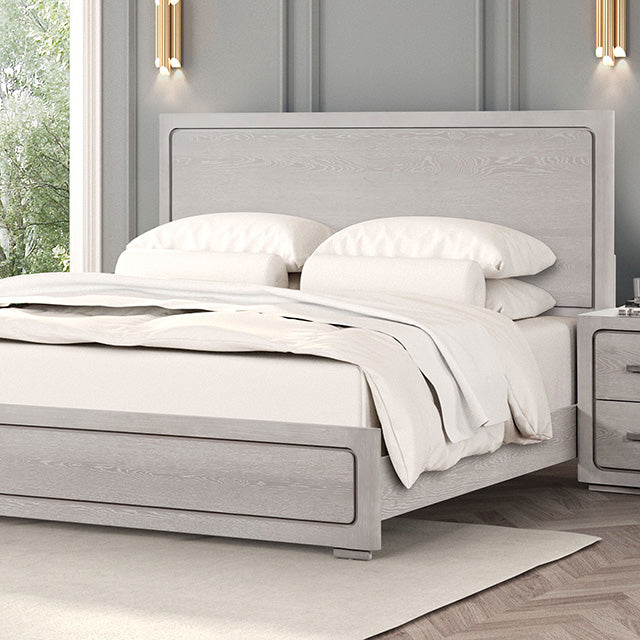Crowthorne E.King & Queen Bed Grey & White - LATIN HOME FURNITURE - (POMONA,CA)