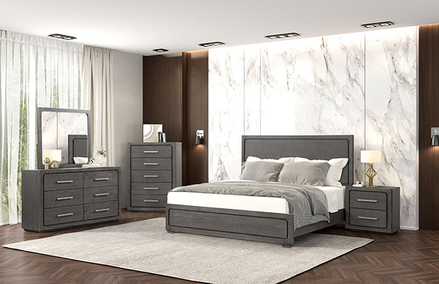 Crowthorne E.King & Queen Bed Grey & White - LATIN HOME FURNITURE - (POMONA,CA)