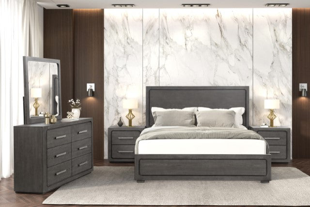 Crowthorne E.King & Queen Bed Grey & White - LATIN HOME FURNITURE - (POMONA,CA)