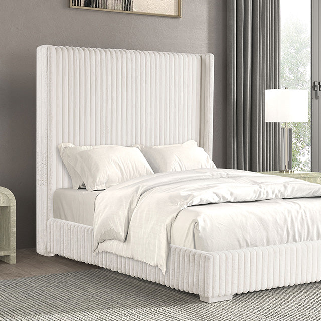 Cadwell E.King, Queen, & Full Bed White, Gray, & Black - LATIN HOME FURNITURE - (POMONA,CA)