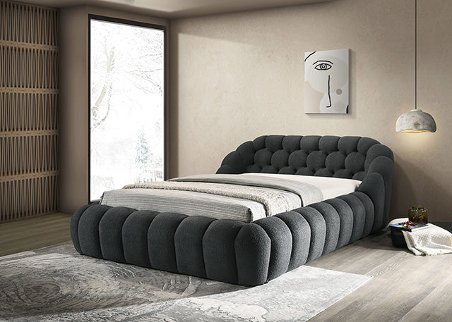 Newquay E.King & Queen Bed White, Grey, & Black - LATIN HOME FURNITURE - (POMONA,CA)