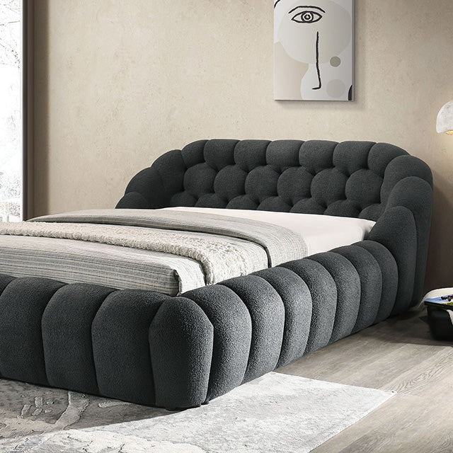 Newquay E.King & Queen Bed White, Grey, & Black - LATIN HOME FURNITURE - (POMONA,CA)