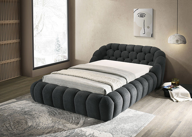 Newquay E.King & Queen Bed White, Grey, & Black - LATIN HOME FURNITURE - (POMONA,CA)