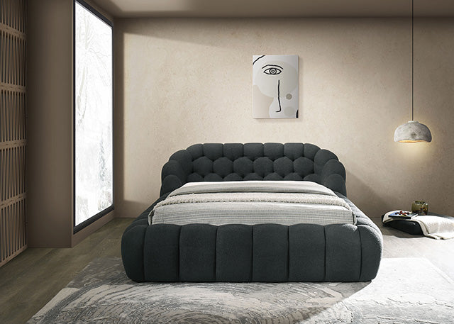 Newquay E.King & Queen Bed White, Grey, & Black - LATIN HOME FURNITURE - (POMONA,CA)