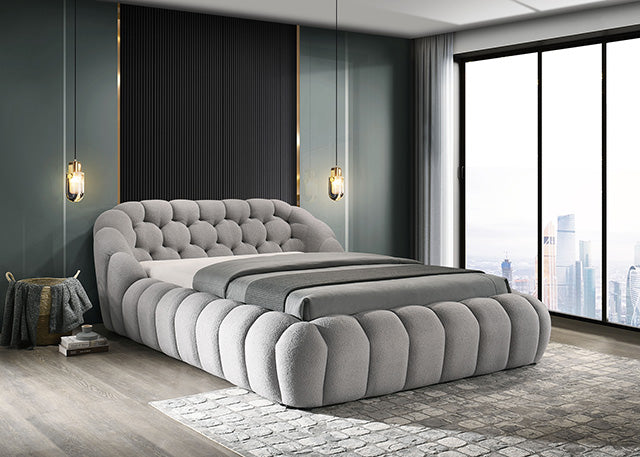 Newquay E.King & Queen Bed White, Grey, & Black - LATIN HOME FURNITURE - (POMONA,CA)