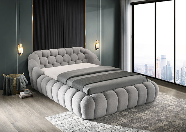 Newquay E.King & Queen Bed White, Grey, & Black - LATIN HOME FURNITURE - (POMONA,CA)