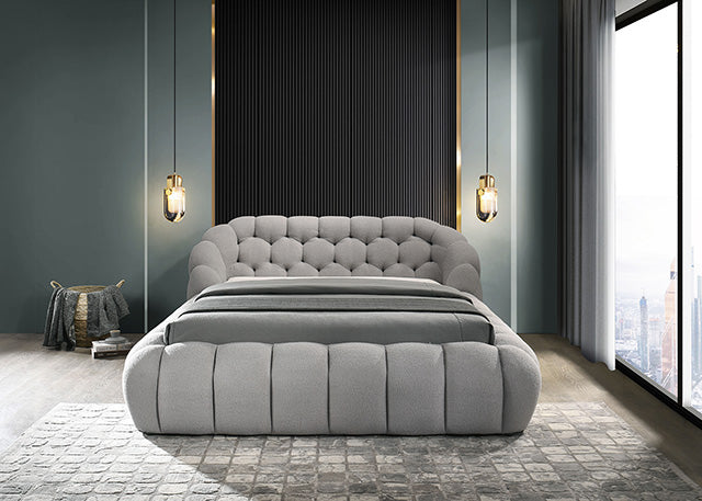 Newquay E.King & Queen Bed White, Grey, & Black - LATIN HOME FURNITURE - (POMONA,CA)