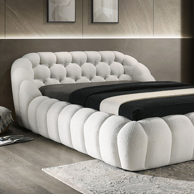Newquay E.King & Queen Bed White, Grey, & Black - LATIN HOME FURNITURE - (POMONA,CA)
