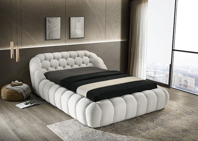 Newquay E.King & Queen Bed White, Grey, & Black - LATIN HOME FURNITURE - (POMONA,CA)