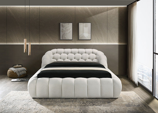 Newquay E.King & Queen Bed White, Grey, & Black - LATIN HOME FURNITURE - (POMONA,CA)