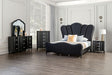 Melodi Parc E.King & Queen Bed Black & Silver - LATIN HOME FURNITURE - (POMONA,CA)