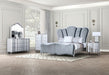 Melodi Parc E.King & Queen Bed Black & Silver - LATIN HOME FURNITURE - (POMONA,CA)