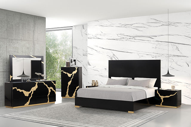 Goldsberg E.King & Queen Bed Grey & Pink - LATIN HOME FURNITURE - (POMONA,CA)