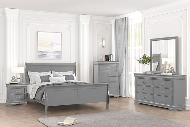 Louis Philippe Full, Twin, Full, & King Bed Black, Grey, Brown & White - LATIN HOME FURNITURE - (POMONA,CA)