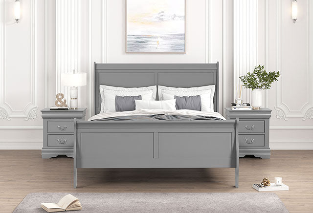 Louis Philippe Full, Twin, Full, & King Bed Black, Grey, Brown & White - LATIN HOME FURNITURE - (POMONA,CA)