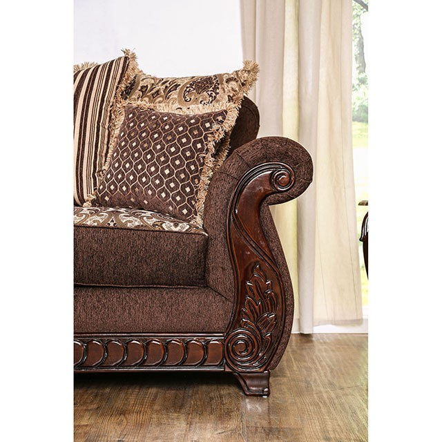 TABITHA Brown Love Seat, Brown - LATIN HOME FURNITURE - (POMONA,CA)