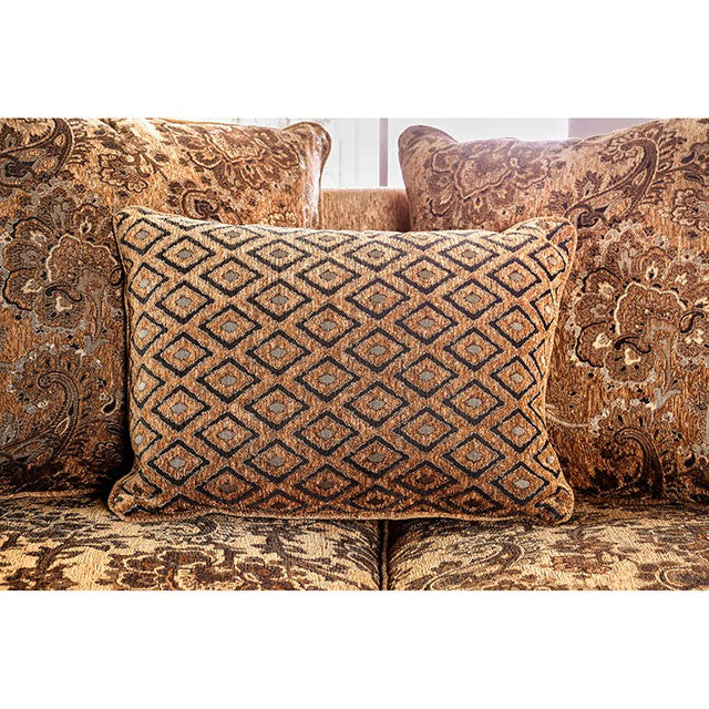 NICANOR Tan/Gold Love Seat - LATIN HOME FURNITURE - (POMONA,CA)