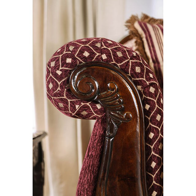 Quirino Burgundy/Dark Brown Sofa - LATIN HOME FURNITURE - (POMONA,CA)